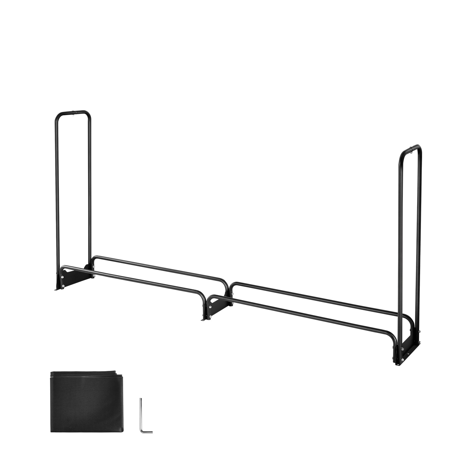 Firewood Rack With Waterproof Cover, 8 Ft Outdoor Firewood Holder, 1/2 Cord Storage Metal Log Holder, 660lb Max Weight Capacity, Top Covered, Powder-Coated Wood Storage Rack For Fireplace Deck_maomaolike.com